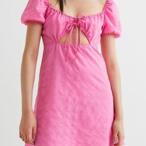 H&M Pink Cut Out Tie Front Dress
